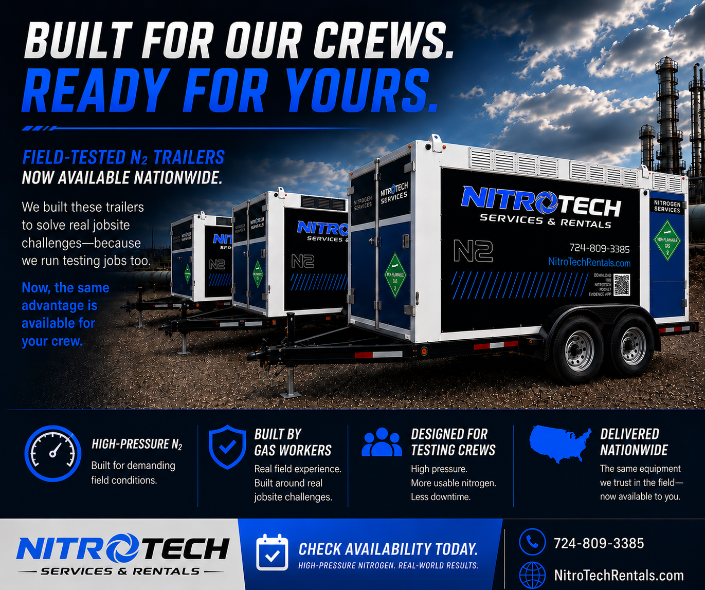 NitroTech nitrogen trailers — Built for Crews, Ready for Yours